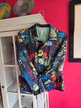 Chicos zipper jacket women’s large asymmetrical multi-color